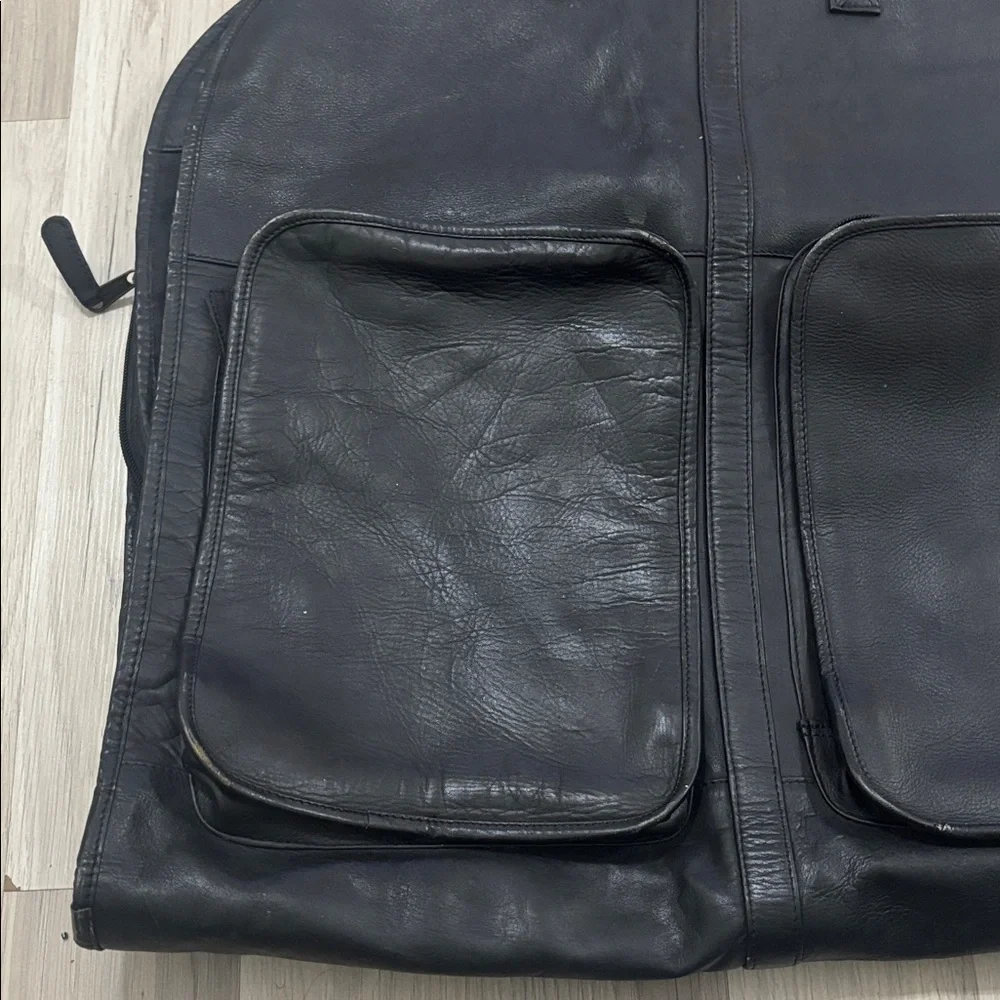 Clava Slim‎ Leather Black Garment Bag - Men's Travel Carry Case